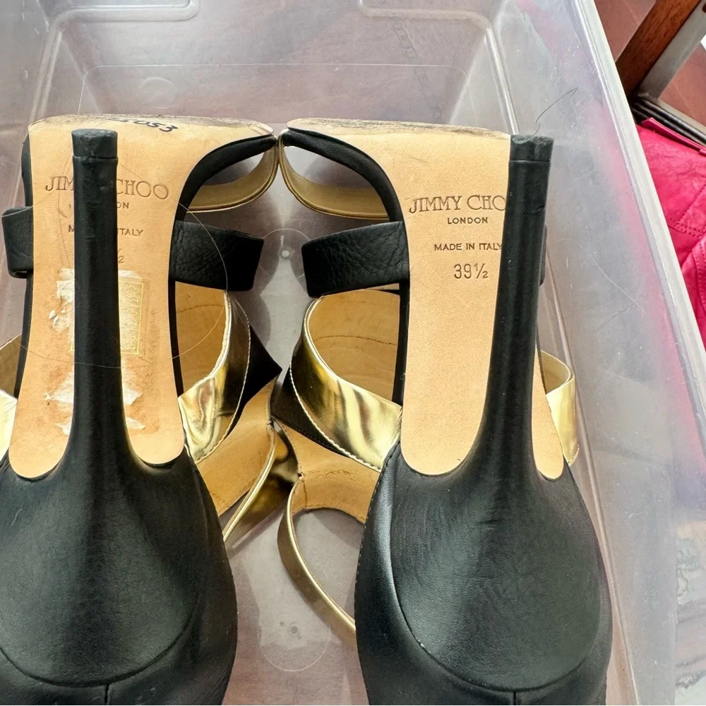 Jimmy Choo Black and Gold Heels - Picture 8 of 9